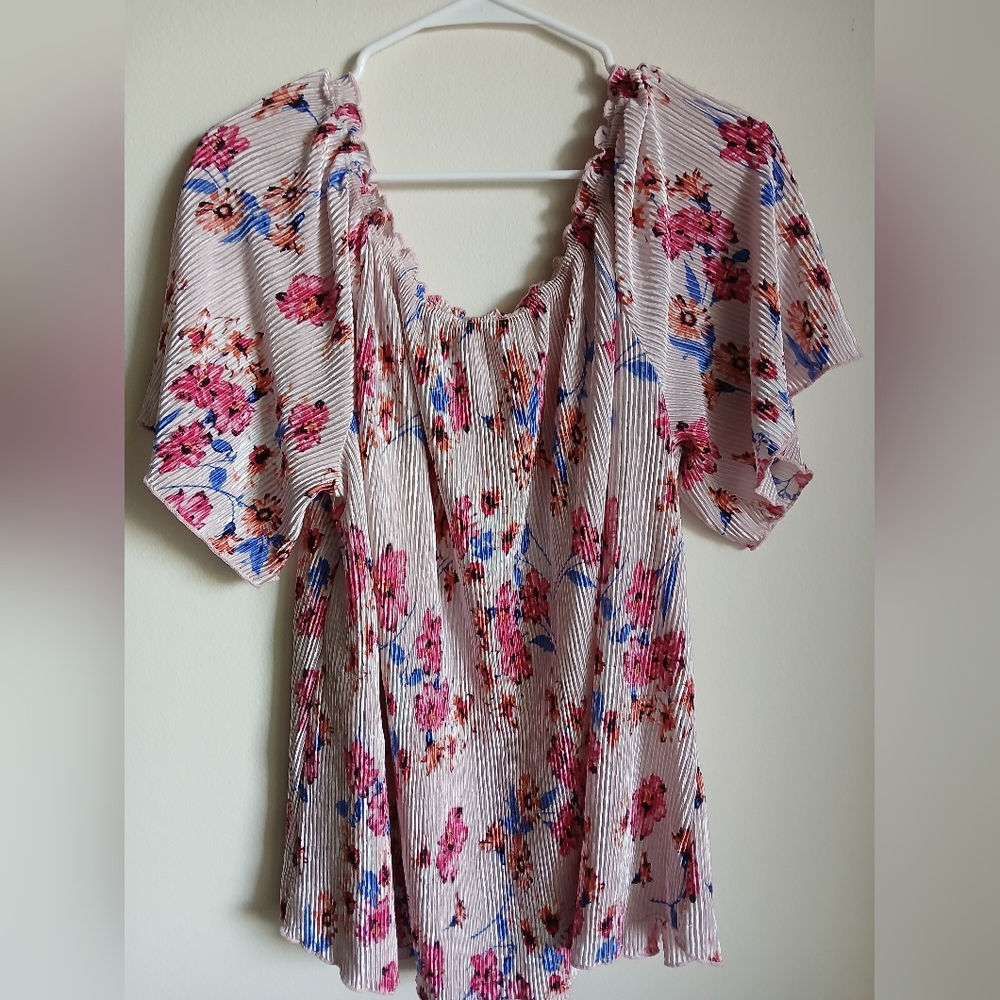 Vintage Banabee Blouse Pink Floral pleated size 3X top